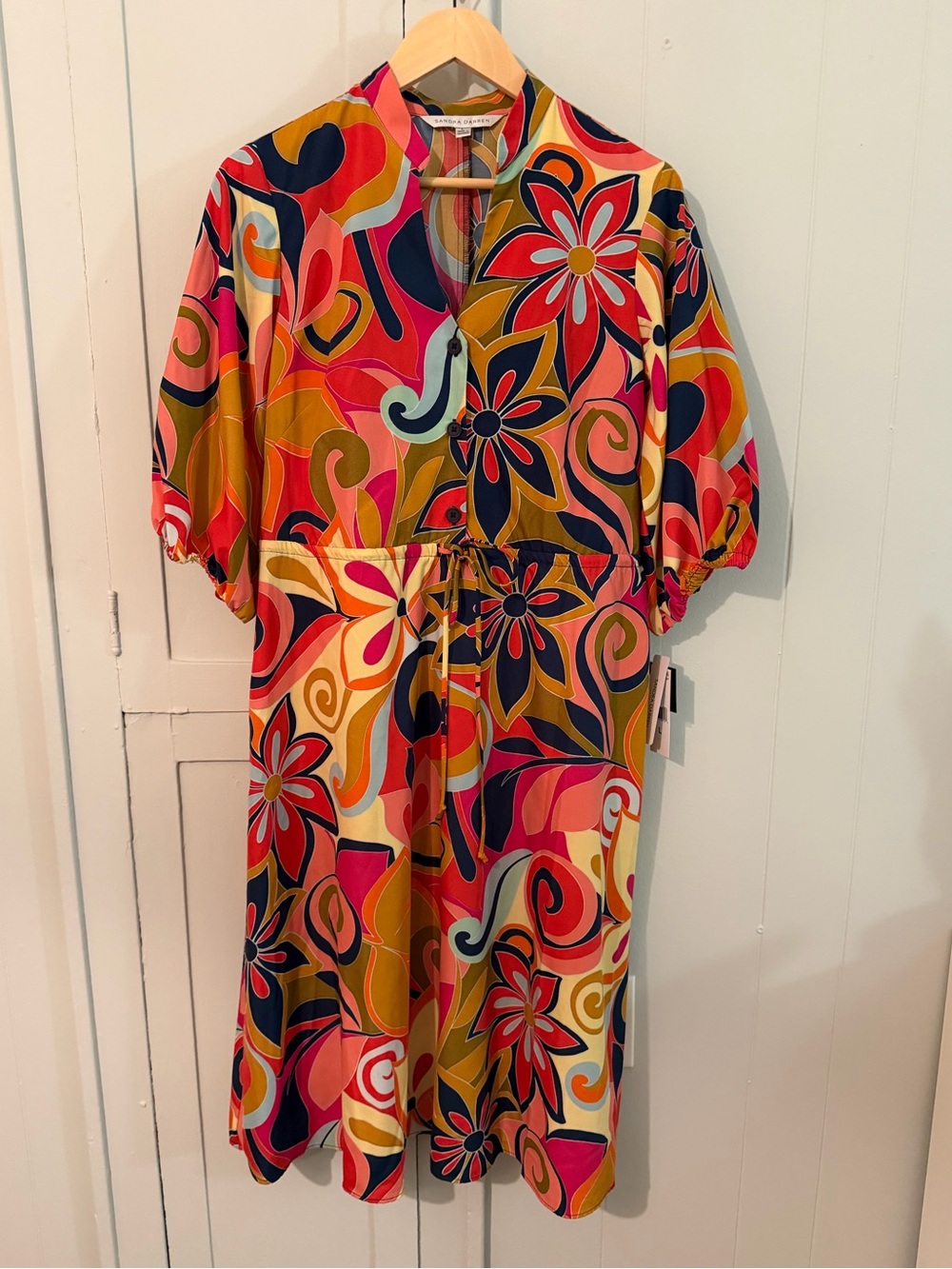 Sandra Darren Multicolor Retro Floral Dress